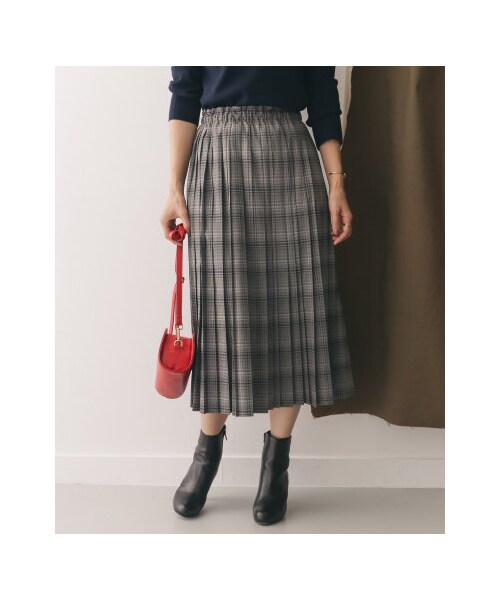 URBAN RESEARCH DOORS（アーバンリサーチドアーズ）の「【予約】チェックプリーツスカート（スカート・レディース・BROWN/GRAY・one）」の2枚目の写真