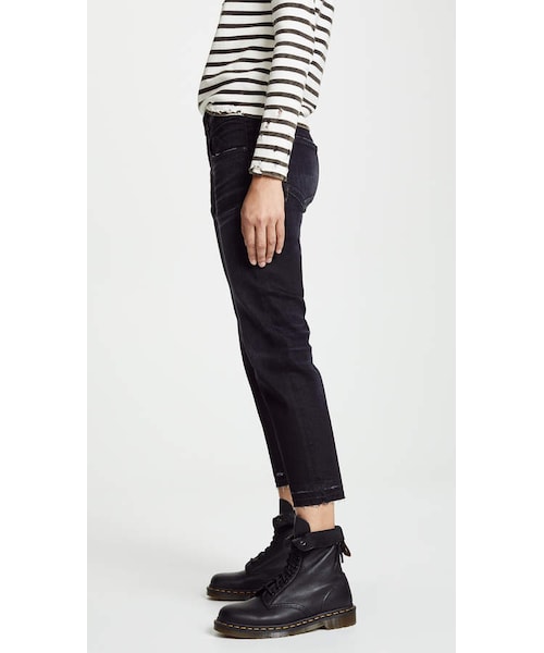 デニム・ジーパン R13 'Boy Straight' jeans R13 Boy Straight Cropped Jeans w/ Ripped Hem - Bergdorf Goodman