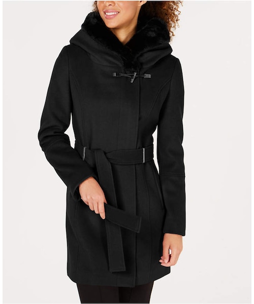 calvin klein fur trim coat