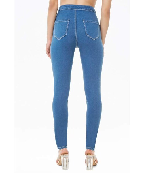 FOREVER 21(フォーエバー トゥエンティーワン)の「Forever 21 Ripped-Knee Skinny Jeans(デニムパンツ・レディース・Blue/White・11/13/15/1/3/5/7/9)」の4枚目の写真