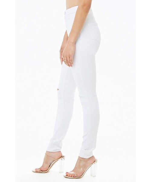 FOREVER 21(フォーエバー トゥエンティーワン)の「Forever 21 Ripped-Knee Skinny Jeans(デニムパンツ・レディース・Blue/White・11/13/15/1/3/5/7/9)」の8枚目の写真