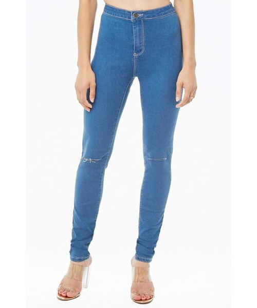 FOREVER 21(フォーエバー トゥエンティーワン)の「Forever 21 Ripped-Knee Skinny Jeans(デニムパンツ・レディース・Blue/White・11/13/15/1/3/5/7/9)」の11枚目の写真