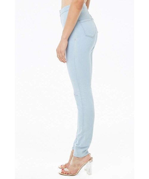 FOREVER 21(フォーエバー トゥエンティーワン)の「Forever 21 Ripped-Knee Skinny Jeans(デニムパンツ・レディース・Blue/White・11/13/15/1/3/5/7/9)」の7枚目の写真