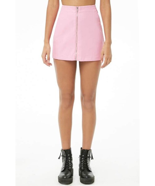 FOREVER 21(フォーエバー トゥエンティーワン)の「Forever 21 Faux Leather Zip-Front Mini Skirt(スカート・レディース・Pink/Brown・Small/Medium/Large)」の7枚目の写真