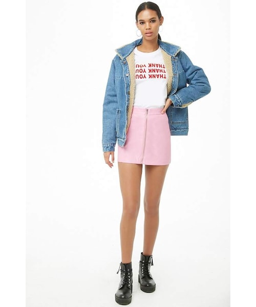 FOREVER 21(フォーエバー トゥエンティーワン)の「Forever 21 Faux Leather Zip-Front Mini Skirt(スカート・レディース・Pink/Brown・Small/Medium/Large)」の10枚目の写真