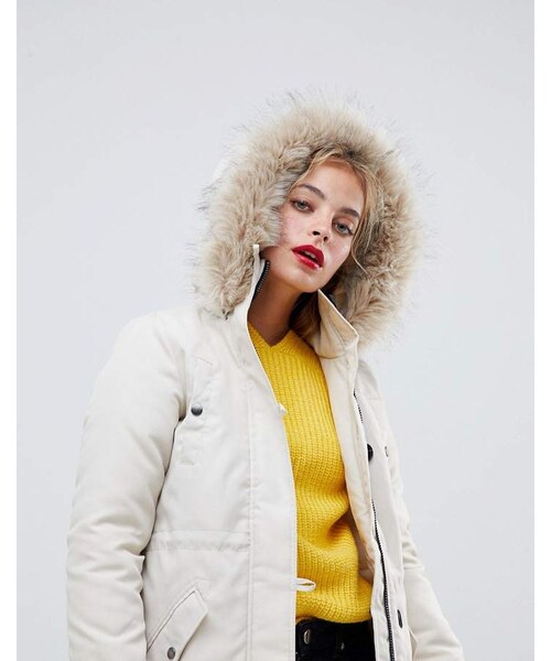 vero moda petite faux fur hooded parka