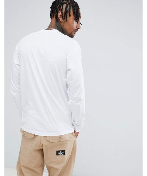 VANS（バンズ）の「Vans large logo long sleeve t-shirt in white VN000K6HYB21（Tシャツ/カットソー・メンズ・White・XS/XXL/S/L/M）」の4枚目の写真