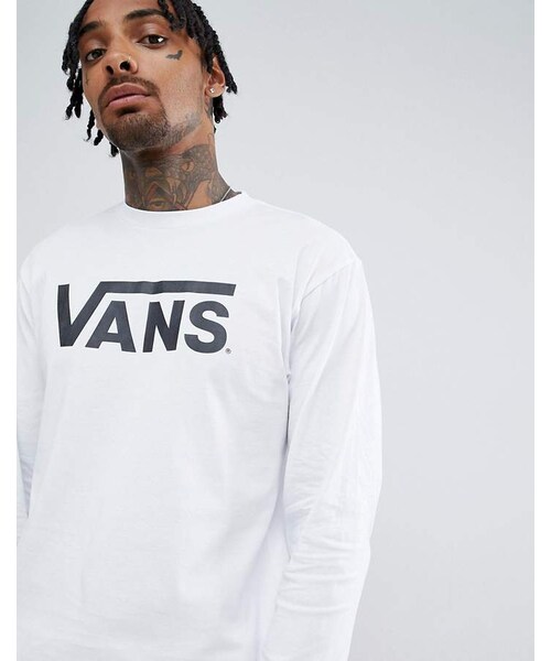 VANS（バンズ）の「Vans large logo long sleeve t-shirt in white VN000K6HYB21（Tシャツ/カットソー・メンズ・White・XS/XXL/S/L/M）」の2枚目の写真