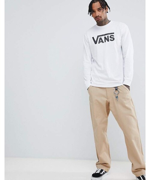 VANS（バンズ）の「Vans large logo long sleeve t-shirt in white VN000K6HYB21（Tシャツ/カットソー・メンズ・White・XS/XXL/S/L/M）」の3枚目の写真
