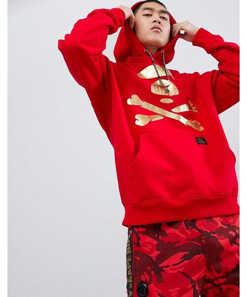 aape red hoodie