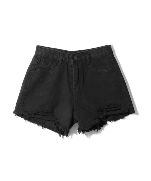 GRL（グレイル）の「クラッシュデニムハイウエストショートパンツ（デニムパンツ・レディース・ブルー/ブラック/オフホワイト・XS）」の3枚目の写真