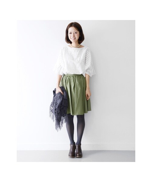 URBAN RESEARCH DOORS（アーバンリサーチドアーズ）の「コットンギャザースカート（スカート・レディース・カーキ/ベージュ/ブラック・one）」の11枚目の写真