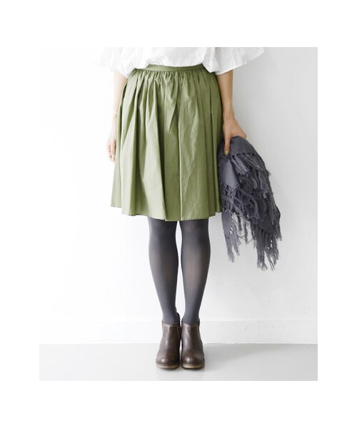 URBAN RESEARCH DOORS（アーバンリサーチドアーズ）の「コットンギャザースカート（スカート・レディース・カーキ/ベージュ/ブラック・one）」の10枚目の写真