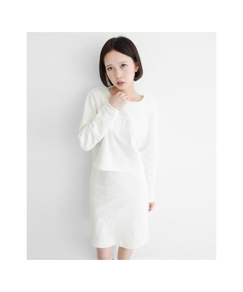 KBF（ケイビーエフ）の「NET限定 カットワークセットアップ（トップス・レディース・ネイビー/オフホワイト/ライトグレー・one）」の5枚目の写真