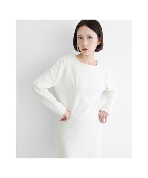 KBF（ケイビーエフ）の「NET限定 カットワークセットアップ（トップス・レディース・ネイビー/オフホワイト/ライトグレー・one）」の6枚目の写真