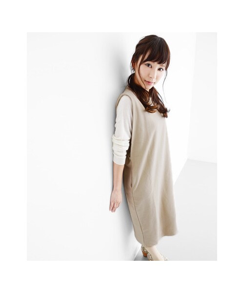 KBF（ケイビーエフ）の「スウェットロングワンピース（ワンピース/ドレス・レディース・チャコール/ベージュ/トップグレー・one）」の8枚目の写真