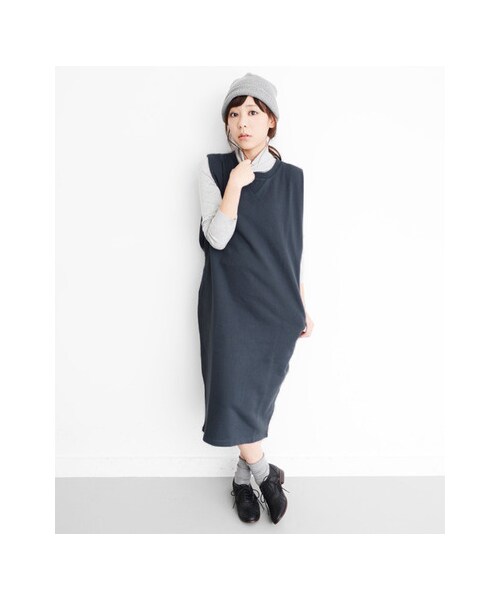 KBF（ケイビーエフ）の「スウェットロングワンピース（ワンピース/ドレス・レディース・チャコール/ベージュ/トップグレー・one）」の9枚目の写真