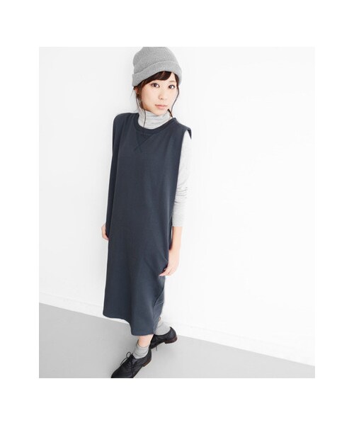 KBF（ケイビーエフ）の「スウェットロングワンピース（ワンピース/ドレス・レディース・チャコール/ベージュ/トップグレー・one）」の10枚目の写真