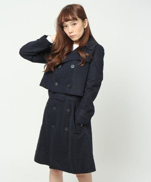 JEANASIS（ジーナシス）の「2WAYトレンチコート（ジャケット/アウター・レディース・ネイビー/ベージュ・FREE）」の2枚目の写真