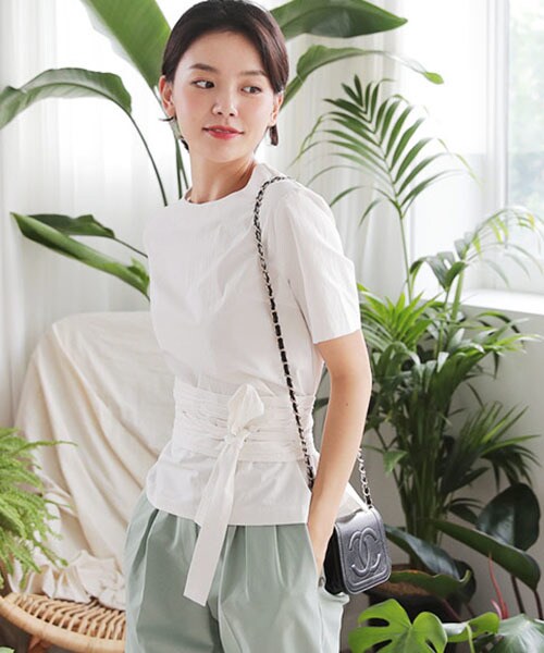 DHOLIC（ディーホリック）の「ギャザーストラップSETブラウス（シャツ/ブラウス・レディース・ベージュ/ホワイト/ブラック・FREE）」の2枚目の写真