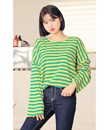 HOTPING | オーバーサイズバイカラーボーダーTシャツ(Tシャツ/カットソー)