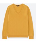 ユニクロ | カシミヤVネックセーター（長袖）(針織衫)