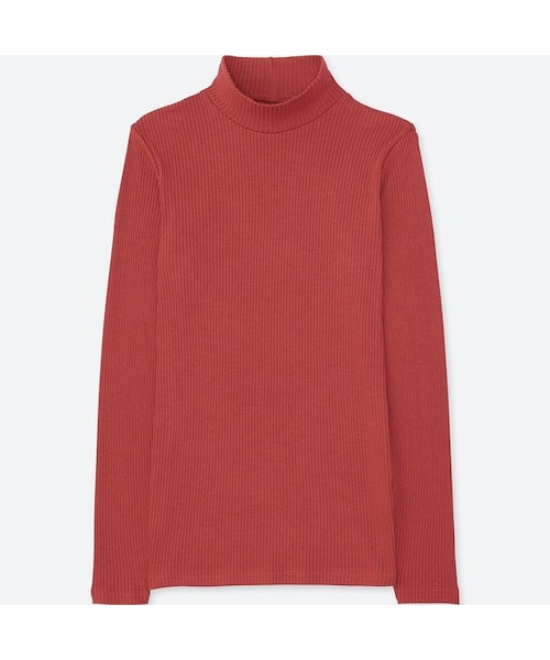 45R　ハイネック　Tシャツ　赤 UNIQLO（ユニクロ）の「リブハイネックT（長袖）（Tシャツ