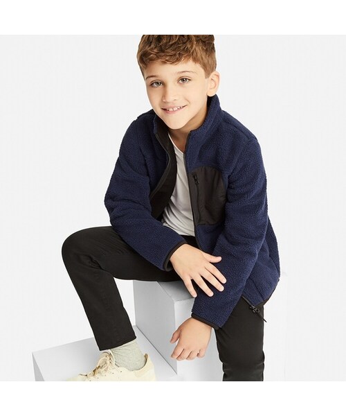 UNIQLO（ユニクロ）の「BOYS 防風フリースジャケット（その他アウター・キッズ・RED 16/NAVY 69/BLUE 67/OFF WHITE 01・150/120/130/140/160/110/100）」の3枚目の写真
