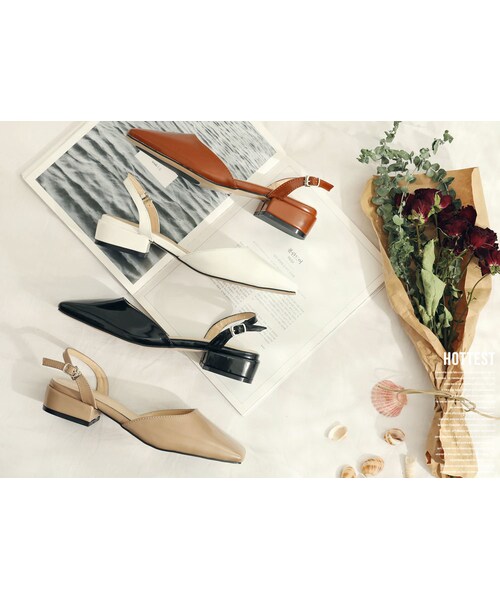 HOTPING（ホッピン）の「スクエアトゥスリングバックシューズ（その他シューズ・レディース・ブラウン/ブラック/ベージュ/ホワイト・23.0~25.0cm）」の4枚目の写真