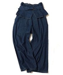 Tiffee SELECT | コルセットベルト付きハイウエストデニムワイドパンツ(デニムパンツ)