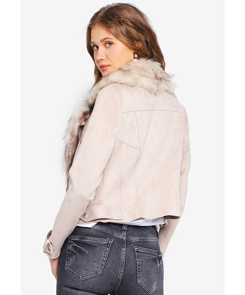 fur trim biker jacket