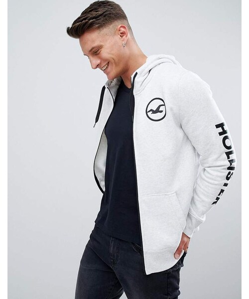 hollister logo full zip hoodie