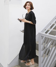 DHOLIC | シフォンヘムロングワンピース(ワンピース)