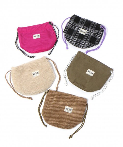 studio CLIP（スタディオクリップ）の「アソート巾着トートバッグ（バッグ・チェック/ボア/コーデュロイ/ピンク/カーキ）」の15枚目の写真