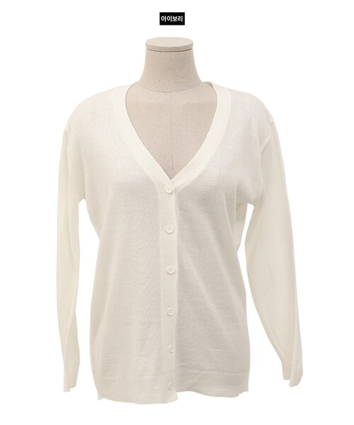 Dailyabout（デイリーアバウト）の「Vネック無地カーディガン（カーディガン/ボレロ・レディース・ブラック/ホワイト/その他・FREE）」の2枚目の写真