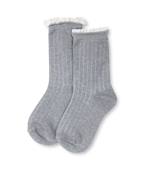 BRANSHES（ブランシェス）の「はき口フリルクルーソックス（ソックス/靴下・キッズ・ネイビーブルー/ピンク/杢グレー・9cm～21cm）」の2枚目の写真