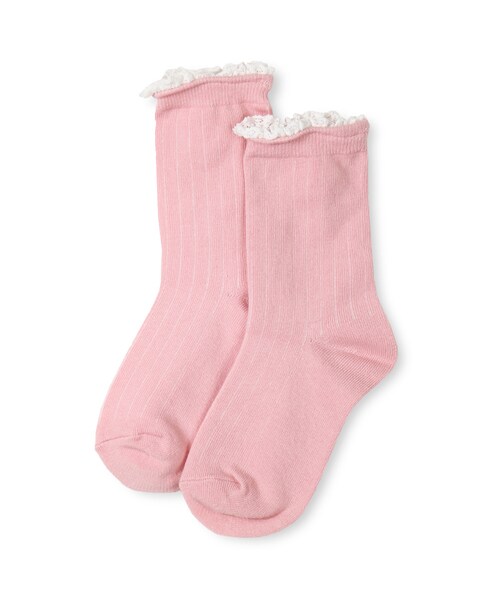 BRANSHES（ブランシェス）の「はき口フリルクルーソックス（ソックス/靴下・キッズ・ネイビーブルー/ピンク/杢グレー・9cm～21cm）」の3枚目の写真