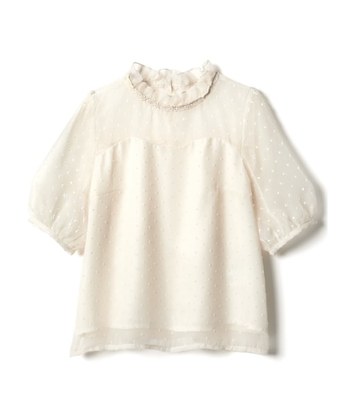 GRL（グレイル）の「ドットシフォンパフスリーブハイネック