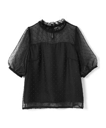 GRL | ドットシフォンパフスリーブハイネックトップス(シャツ/ブラウス)