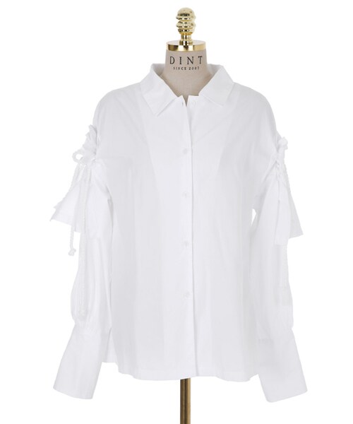 DINT（ディント）の「ダブルレイヤードロープブラウス（シャツ/ブラウス・レディース・화이트/블루・one(44~66size)）」の2枚目の写真