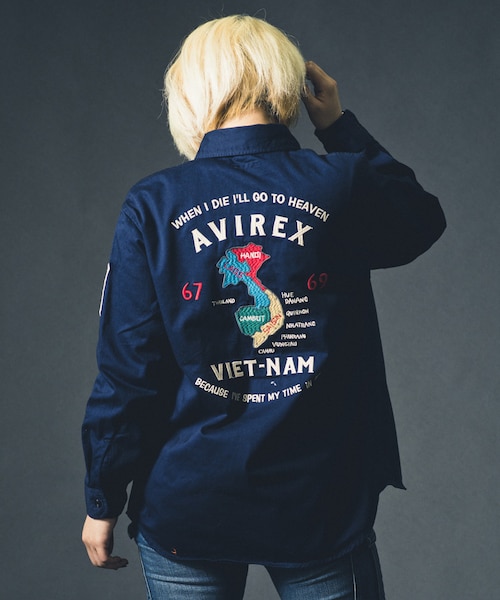 AVIREX 刺繍 ベトシャツ アヴィレックス ミリタリー ベトジャン AVIREX 刺繍 もったいない ベトシャツ アヴィレックス