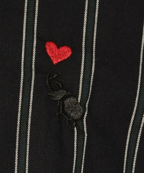 BOHEMIANS（ボヘミアンズ）の「BOHEMIANS/ボヘミアンズ 別注REGIMENTAL STRIPE JUMBO SHIRT（トップス・メンズ・BLACK/NAVY・BLACK/F (販売中)/NAVY/F (販売中)）」の5枚目の写真