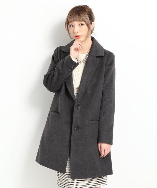 LOWRYS FARM（ローリーズファーム）の「キモウチェスターコート２（ジャケット/アウター・レディース・チャコールグレー/ベージュ/ブラック・Ｌ/Ｍ）」の2枚目の写真