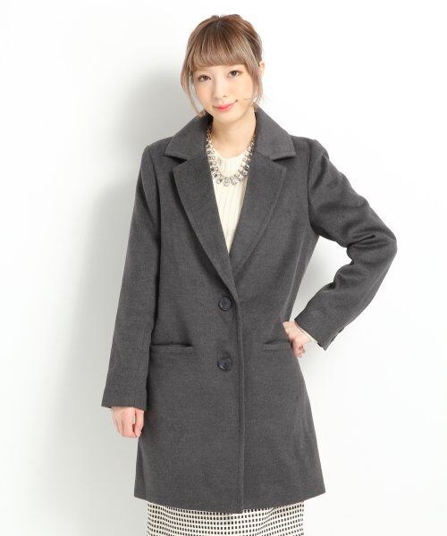 LOWRYS FARM（ローリーズファーム）の「キモウチェスターコート２（ジャケット/アウター・レディース・チャコールグレー/ベージュ/ブラック・Ｌ/Ｍ）」の6枚目の写真