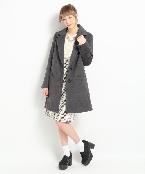 LOWRYS FARM（ローリーズファーム）の「キモウチェスターコート２（ジャケット/アウター・レディース・チャコールグレー/ベージュ/ブラック・Ｌ/Ｍ）」の7枚目の写真