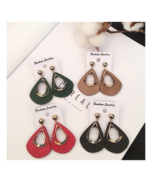 copine(コピン)の「再入荷!ドロップ型ウッドメタルピアス(4color)【クリックポスト対象商品】(ピアス(両耳用)・レディース・その他)」の1枚目の写真