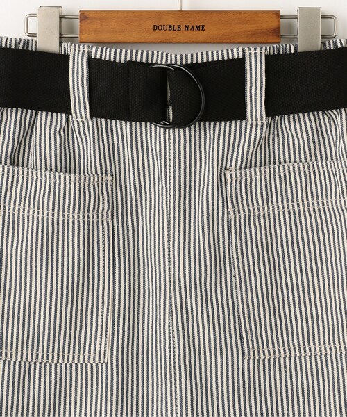 DOUBLE NAME(ダブルネーム)の「ベルト付台形スカート(スカート・レディース・黒/ネイビー/カーキ/ベージュ/柄A・FREE)」の9枚目の写真