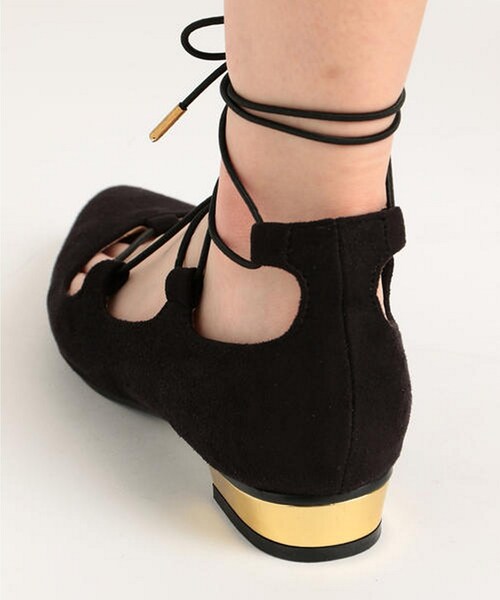 RAY CASSIN(レイカズン)の「レースアップフラットシューズ(シューズ・レディース・黒/キャメル・S/M/L)」の8枚目の写真