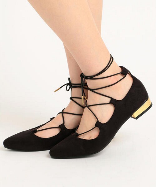 RAY CASSIN(レイカズン)の「レースアップフラットシューズ(シューズ・レディース・黒/キャメル・S/M/L)」の4枚目の写真