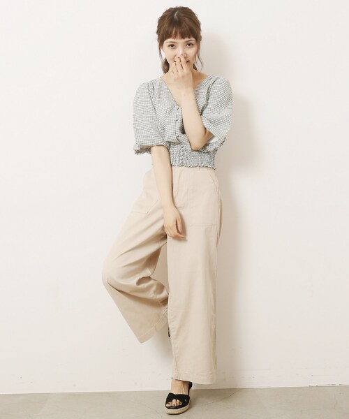 RAY CASSIN（レイカズン）の「ベイカーワイドパンツ（パンツ・レディース・カーキ/ベージュ/サンドベージュ・FREE）」の12枚目の写真